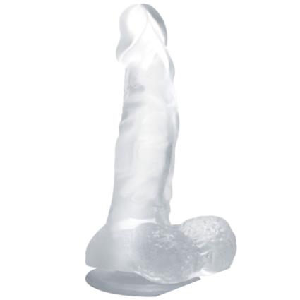 BAILE DILDO REALISTICO CON VENTOSA Y TESTICULOS 16.7 CM TRANSPARENTE