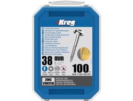 Parafuso de Furo de Bolso de 38 Mm Maxi-Loc Revestido de Zinco Rosca Fina 100 -Kreg Sml-F150-100 KREG & MANSEN