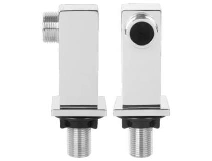 Conjunto de Torneira de Banheira Montada no Convés, Formato Quadrado, em Latão Cromado, com 2 Unidades