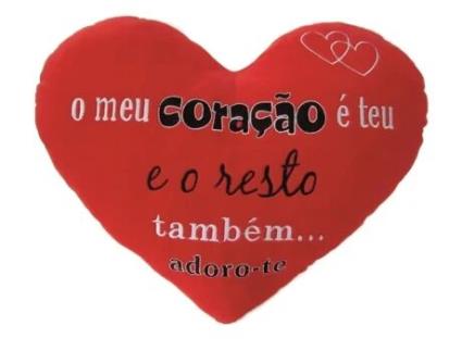 Almofada Coraçao O Meu Coraçao e Teu e O Resto Tambem 60 Cm X 50 Cm