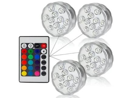 Luzes Led Rgb À Prova D´Água Ideal para Festa e Piscina 4 Unidades Aquashein MORMARK