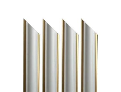 4 Barras Inteiras Pré-Cortadas em Ângulo para Painel Boiserie em Polímeros Linha Gold Fio Duplo Ouro Ral 9010  220Cm ETERNAL PARQUET