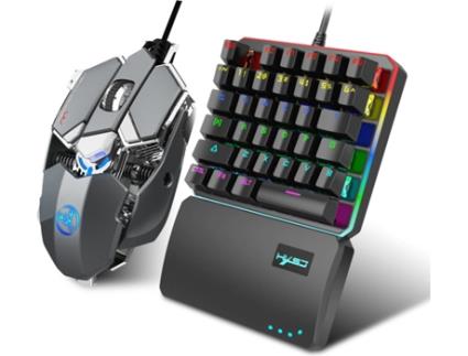 Teclado + Rato Gaming HXSJ J600 Mecânico de Programação One-Handed (Cinzento)