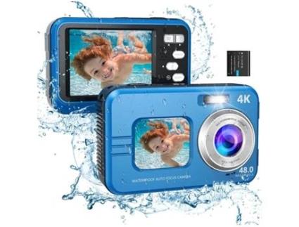 Câmara Digital Do Esporte VIGA EUROPE Wdc901 Waterproof 3.5M 4K 48Mp com Foco Automático Zoom 16X 2 8 Polegadas Azul