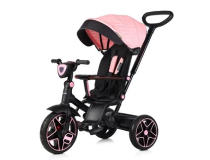 Triciclo Infantil Derby com Capuz e Alça Parental Até 25 kg Flamingo CHIPOLINO