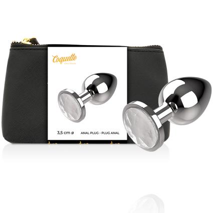 COQUETTE PLUG ANAL DE METAL TALLA M CRISTAL CLEAR 3.5 X 8CM