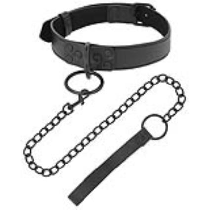 THIN BLACK FULL COLLAR  WITH LEASH