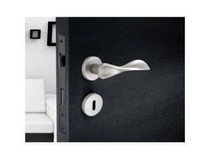 Par de Rosetas Redondas com Chave BRIONNE L Niquelado Acetinado Pc151041Ns