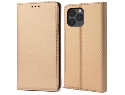 Capa Flip MOOZY para Iphone 13 Pro Max Dourada Capa Tipo Carteira Magnética Inteligente Flip Fólio com Suporte e Suporte para Cartão