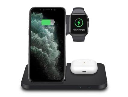 Estação de Carregamento Sem Rápido Certificação para Apple RADIODDITY Seda Preto