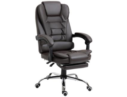 Cadeira de Escritório Pu e Espuma Cor Marrom 64 5X69X109-117 Cm HOMCOM