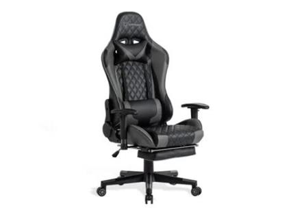 Cadeira de Jogos FOXSPORT Cadeira Gaming Ergonómica com Pedais Cinza