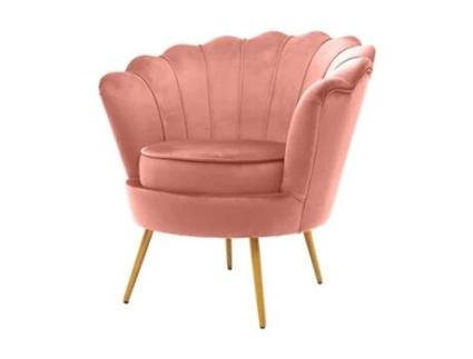 Poltrona em Forma de Leque em Veludo Rosa WE HOME 80X77X76cm
