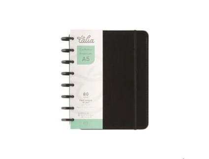 Caderno Smart Com Elástico Espiral A5 Pautado Preto