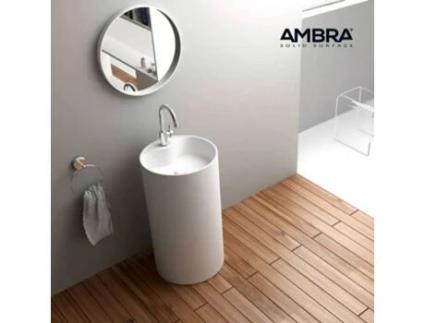 Coleção AMBRA Pia Pedestal Coluna de Superfície Sólida 45 Cm Bianca