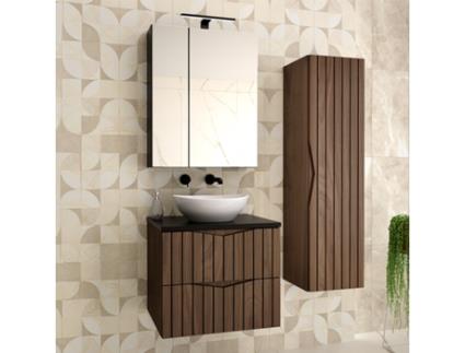 Móvel de Lavatório Simples de 60 Cm com Pedestal Siena em Madeira e Preto PETITS-MEUBLES