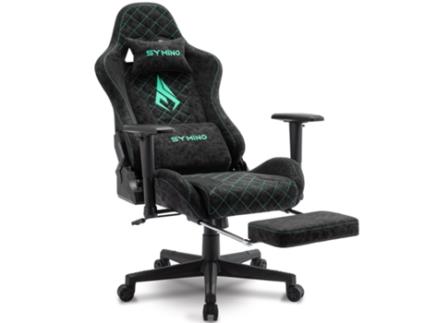Cadeira Ergonômica para Jogos SYMINO Fg Estilo Corrida Couro Pu Estilo Retrô com Braços e Encosto Ajustáveis Preto