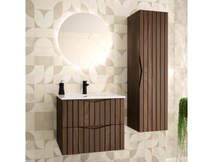Móvel de Lavatório Simples de 60 Cm com Pedestal Siena em Madeira e Preto PETITS-MEUBLES