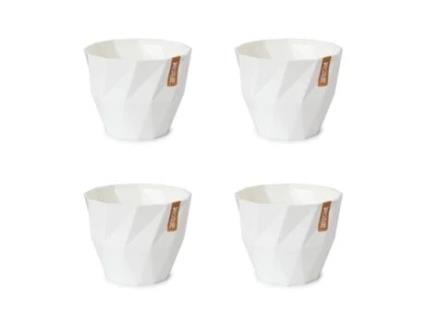 Conjunto de 4 Vasos Decorativos Redondos de 9,5 cm com Textura. Off white ARECA