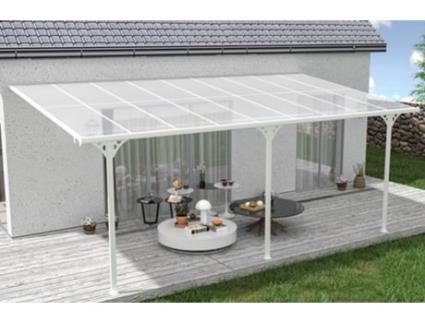 Pérgola garagem de parede kleo 550 x 300cm alumínio branco