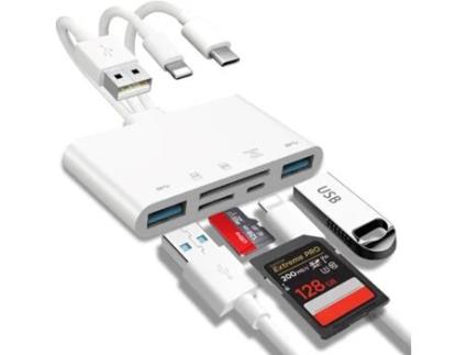 Adaptador Usb Otg Elektor de Cartões de Memória Sd 5 em 1 para Iphone/Ipad Dispositivos Usb C e Usb a MAOYI