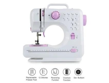 Máquina de Costura Hsturyz de 12 Pontos Ferramenta de Costura de 2 Velocidades Branco-Rosa 12 Modelos Material: Metal Plástico Abs OHMG