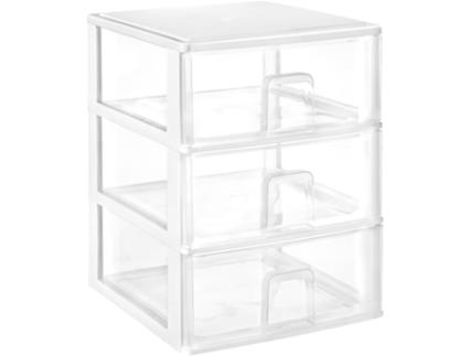 Cômoda Empilhável de Plástico Modelo Transparente Cor Branco Gavetas de Armazenamento Modular COMFORT HOUSE