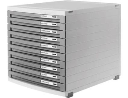 Caixa de Gaveta HAN Contur 10 Gavetas Cinza Claro/Cinza Escuro