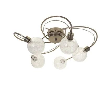 Plafond Vita 5Xg9 Alt.23Xd.53Cm Oxidado com Bolas de Vidro Transparentes FERRIMEX