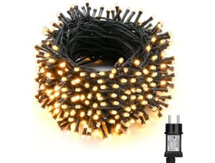 Luzes de Guirlandas Led Plugue Externo em 8 Modos Cabo Verde com Decoração de Temporizador para Árvore de Natal Várias Cores M SELEOK