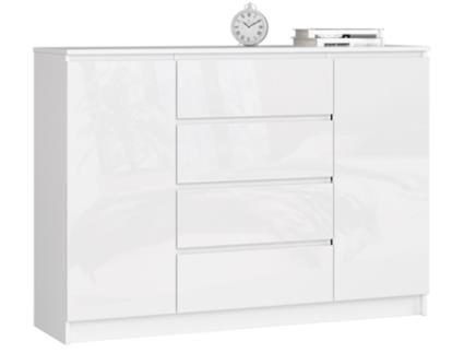 Cómoda Quatro Duas Portas Prateleiras 3XE LIVING Painel de partículas Branco (99x138x40)