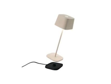 Candeeiro de Mesa Led Ofelia Pro Areia Recarregável e Regulável ZAFFERANO