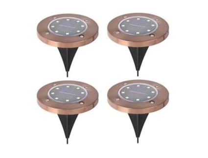 4 Pack Luzes solares exteriores do disco Iluminação impermeável da paisagem da terra compatível com a passagem do passeio do jardim