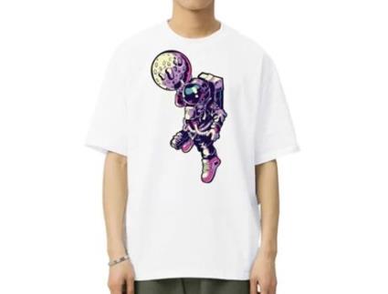T-Shirt de Homem VREEL Astronauta Algodão Branco (S)