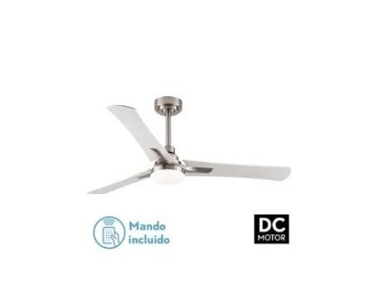 Ventilador 22W Dc Coro Níquel 3Asp Branco/Faia 6 Velocidades 3 Cores 2180Lm 132D com Controle Remoto Memória e Temporizador FABRILAMP