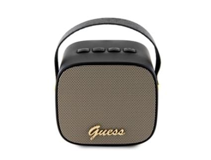 GUESS 5.3 Altifalante Bluetooth Compacto de 5 W com Alça de Transporte em Pele 4G Design Preto