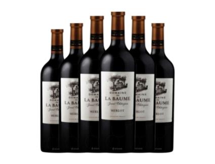 Vinho DOMAINE DE LA BAUME Chataign Tinto Merlot Vin de Pays d'Oc Crianza (0.75 L - 6 Unidades)