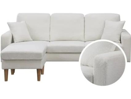 Sofá esquinero de tela reversible ''Gabby'' - 3 plazas - Blanco (194 x 75 x 84 cm)