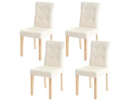 Conjunto de 4 Cadeiras de Polipele Cor Creme com Pernas de Madeira Clara Cds04543 MOBIKASA