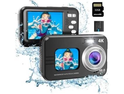 Câmara Digital Do Esporte VIGA EUROPE Wdc901 Waterproof 3.5M 4K 48Mp com Foco Automático Zoom 16X 2 8 Polegadas 32G- Preto