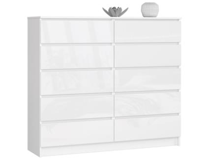 Cómoda Dez Brilhante 3XE LIVING Painel de partículas Branco (121x138x40)