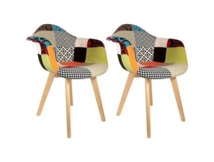Conjunto de 2 Poltronas Patchwork 85Cm Multicoloridas Preço Paris PARIS PRIX