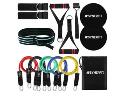 Kit de Bandas/Tubos de Resistência Elástica com Pegas Bolsa 14 Peças SYNERFIT