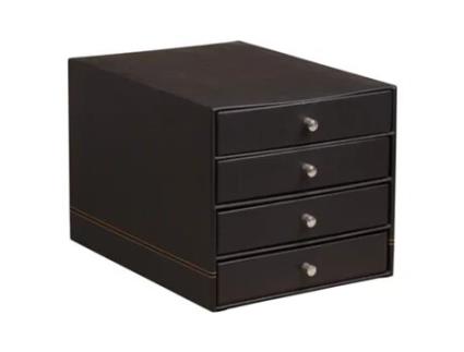 Caixa de Arrumação com 4 Gavetas em Pele Sintética Italiana RHODIA RHODIA