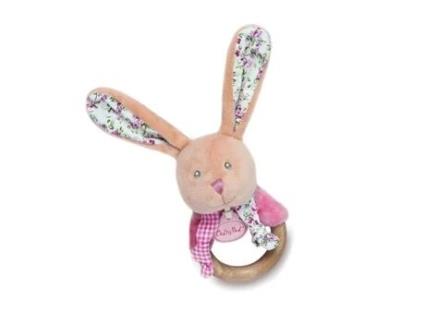 Chocalho BABYNAT Poupi Rabbit Madeira 12 Cm Rosa