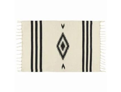 Passadeira Algodão 60X200Cm Branco e Preto Kilim IMP-BL