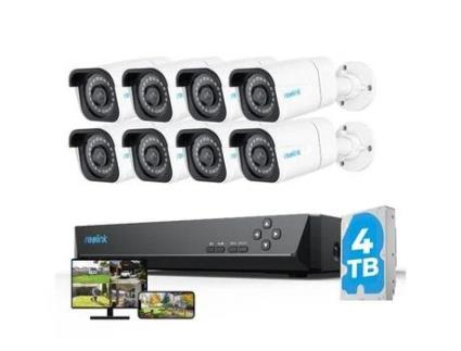 Kits de Vigilância REOLINK com 8X Câmaras Bullet Poe de 8Mp e Nvr com 16 Canais e 4Tb Hdd