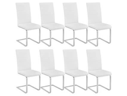 Conjunto de 8 Cadeiras de Jantar Sintéticas Brancas com Pernas Curvas em Aço 080000091 MOBIKASA