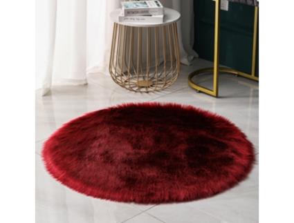 Tapete S de Pele Sintética para Área Tapete para Quarto Sala de Estar-Clarete-300Cm LUUCOZK