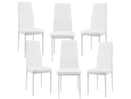 Conjunto de 6 Cadeiras de Jantar em Polipele Design Simples e Moderno 96X43X52 Cm Branco 030000285 MOBIKASA